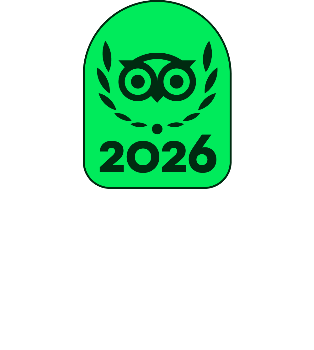 Tripadvisor TC Badge + Travelers’ Choice Center Aligned White LL